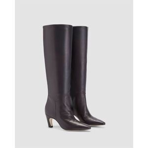 Everlane Tall Pointed-Toe Leather Heeled Boots in Dark Brown